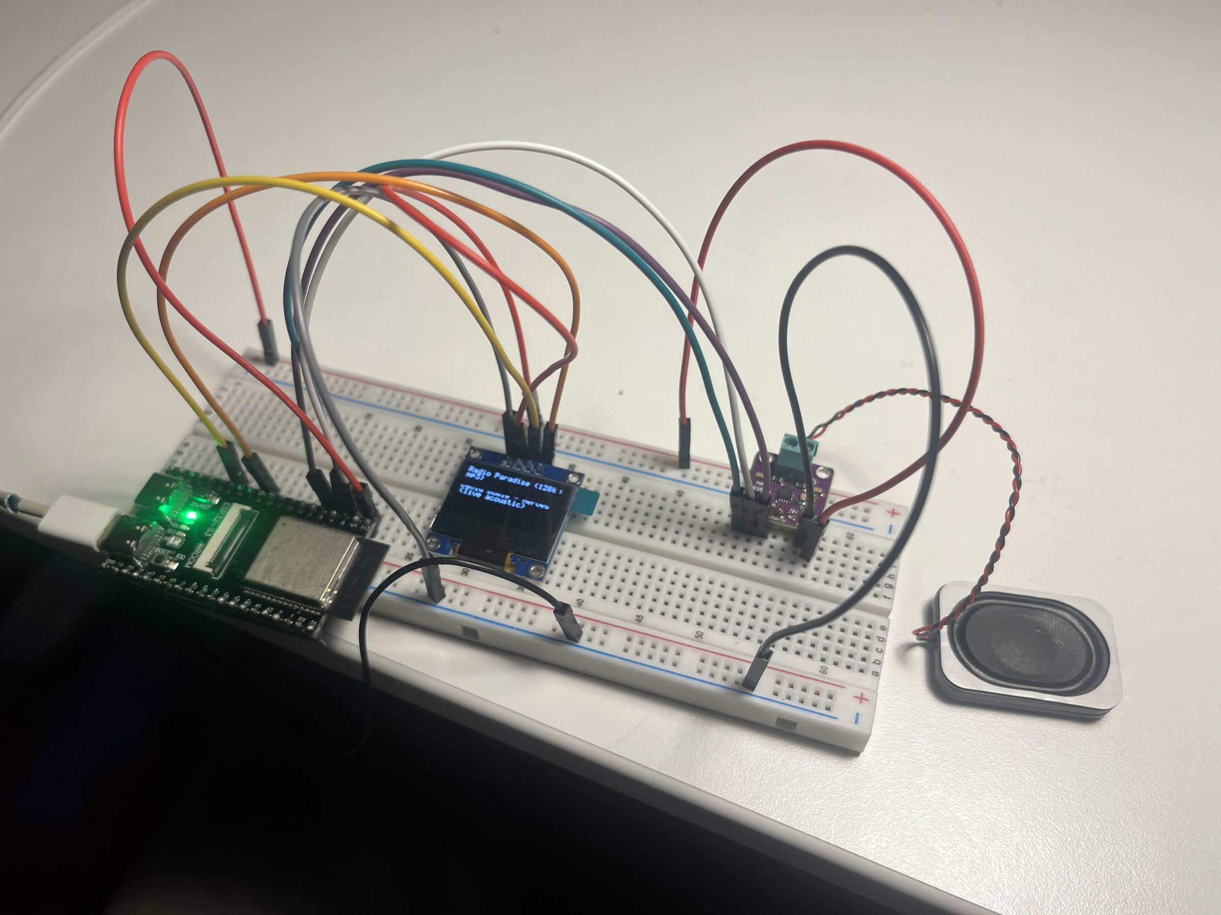 A prototype internet radio on a breadboard